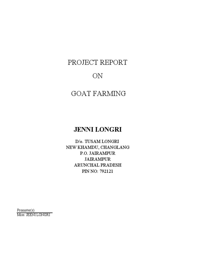 Goat Farming Project Report PDF Depreciation Meat