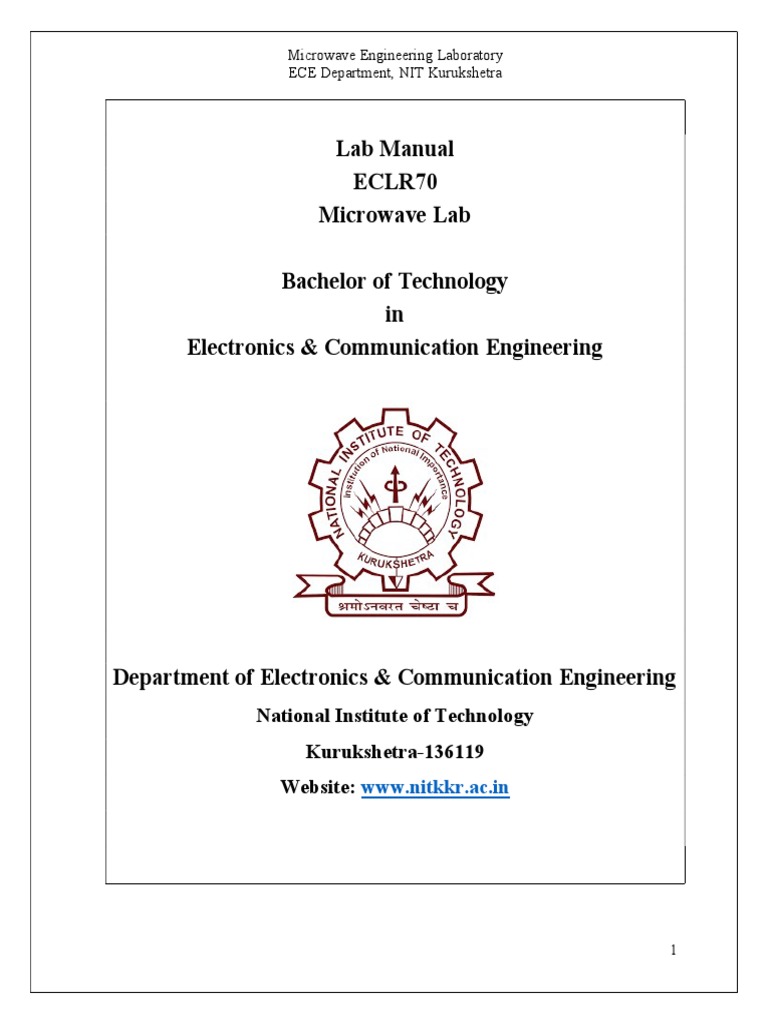 Microwave Lab Manual PDF Microwave Waveguide