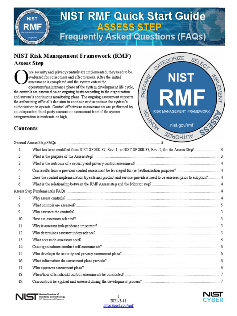 NIST RMF Assess Step FAQ Guide | PDF | Risk | Risk Management