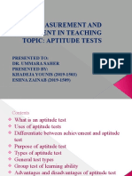 Measurement and Assessment in Teaching Topic: Aptitude Tests