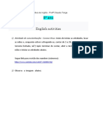 English Activities: 1) Atividade de Conscientização - Corona Vírus: Antes de Iniciar As Atividades, Lavar