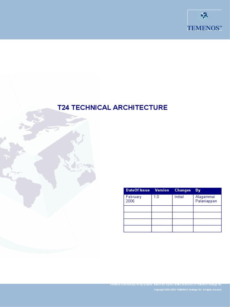 T24 Technical Architecture: Dateof Issue Version Changes by | PDF ...