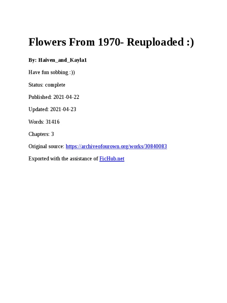 Flowers From 1970 Reuploaded by Haiven and Kayla13mGitYCC PDF