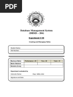 Database Management System (DBMS - 204) : Experiment # 08 Creating and Managing Tables