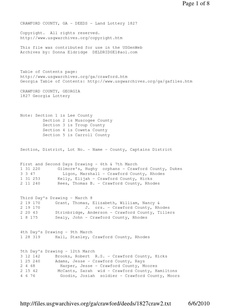 CRAWFORD COUNTY, GA DEEDS Land Lottery 1827 PDF