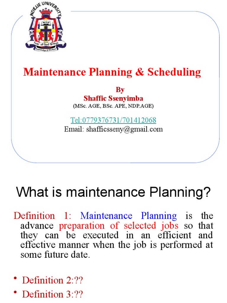 Maintenance Planning & Scheduling Overview | PDF | Scheduling ...