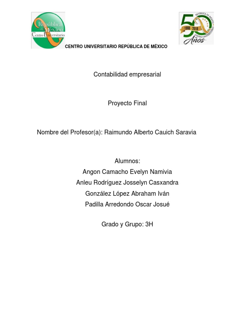 Proyecto Final de Contabilidad - 3-H | PDF