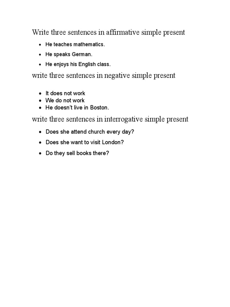 Simple Present Sentences Guide | PDF