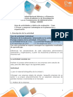 Guía de Actividades y Rúbrica de Evaluación - Unidad 1 - Fase 2 - Prever y Proponer Estrategias en La Planeación y Organización