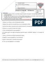 1 ª Série- Lista Semanal- Geografia