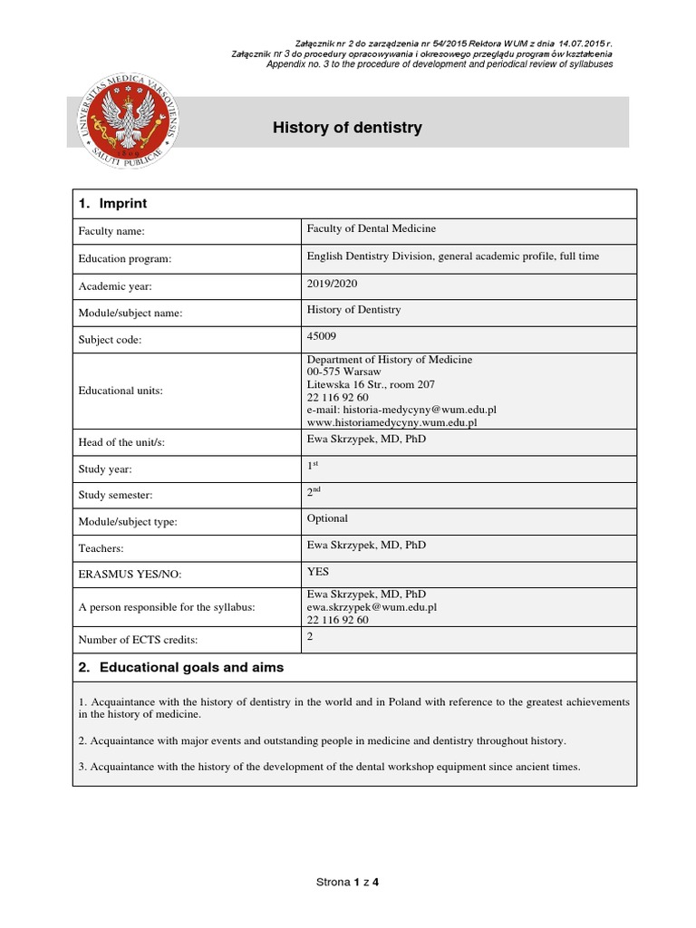 History of Dentistry: 1. Imprint | PDF | Dentistry | Health Sciences