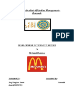 Sri Sharada Institute of Indian Management - Research: Development Day Project Report On Mcdonald Services