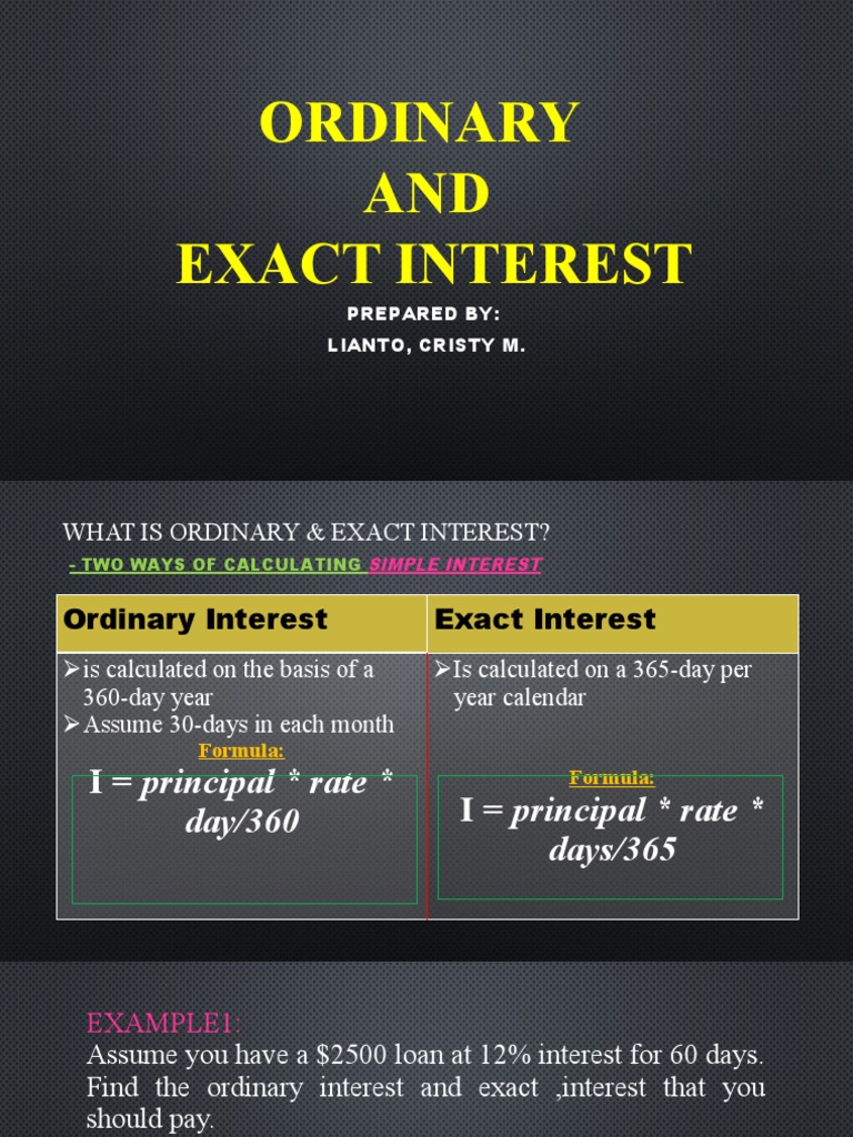 Ordinary vs Exact Interest Explained | PDF | Debt | Financial Services
