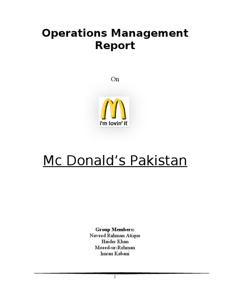 Om Report Download Free Pdf Mc Donald S Supply Chain