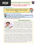 Como Se Organizan Algunas Familias - Personal Social