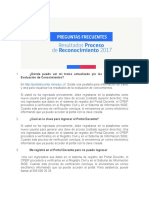 Preguntas Frecuentes en Relacion a Resultados Proceso de Reconocimiento 2017