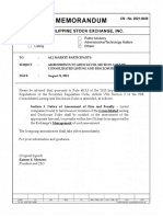 TO: All Market Participants Subject: Amendments To Article Viii, Section 3 of The Consolidated Listing and Disclosure Rules Date: August 31, 2021