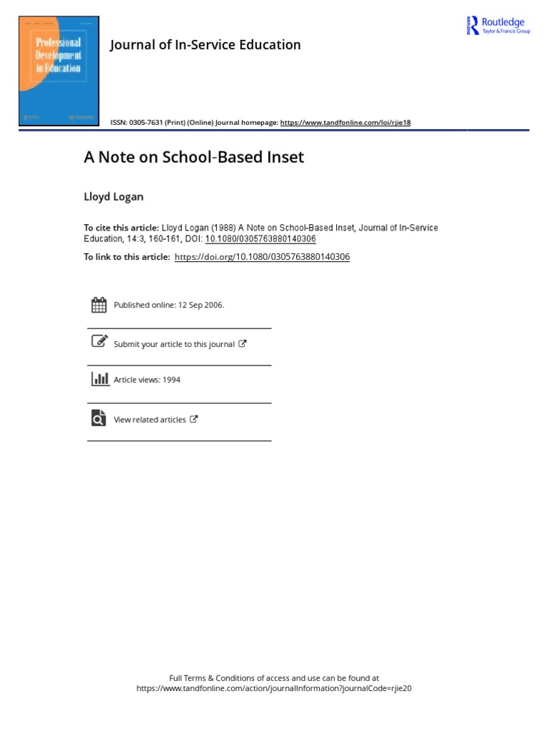 A Note On School Based Inset | PDF | Theory | Ideologies