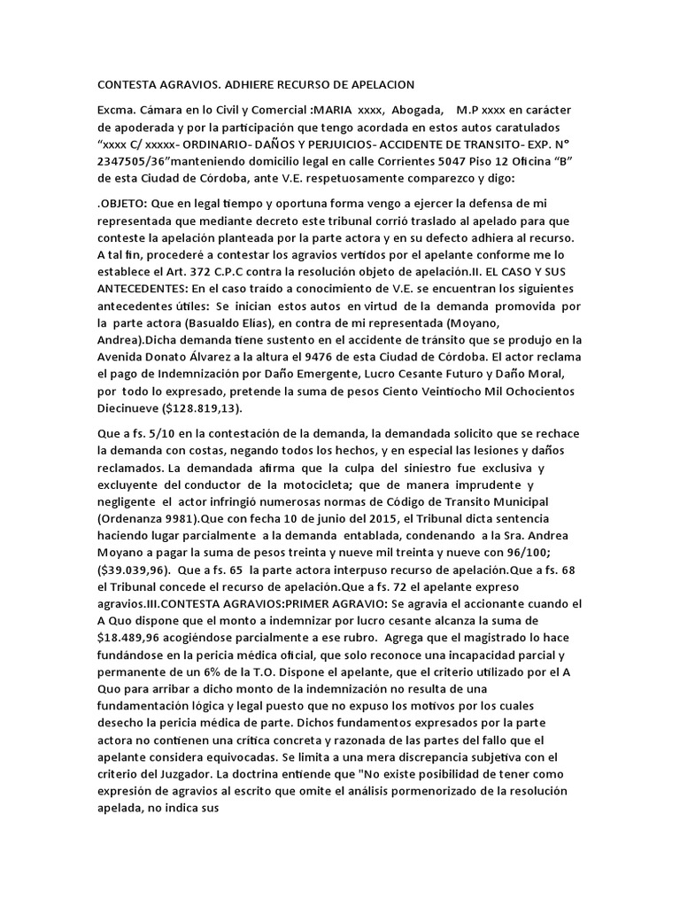 Total 41+ imagen modelo expresion de agravios accidente de transito