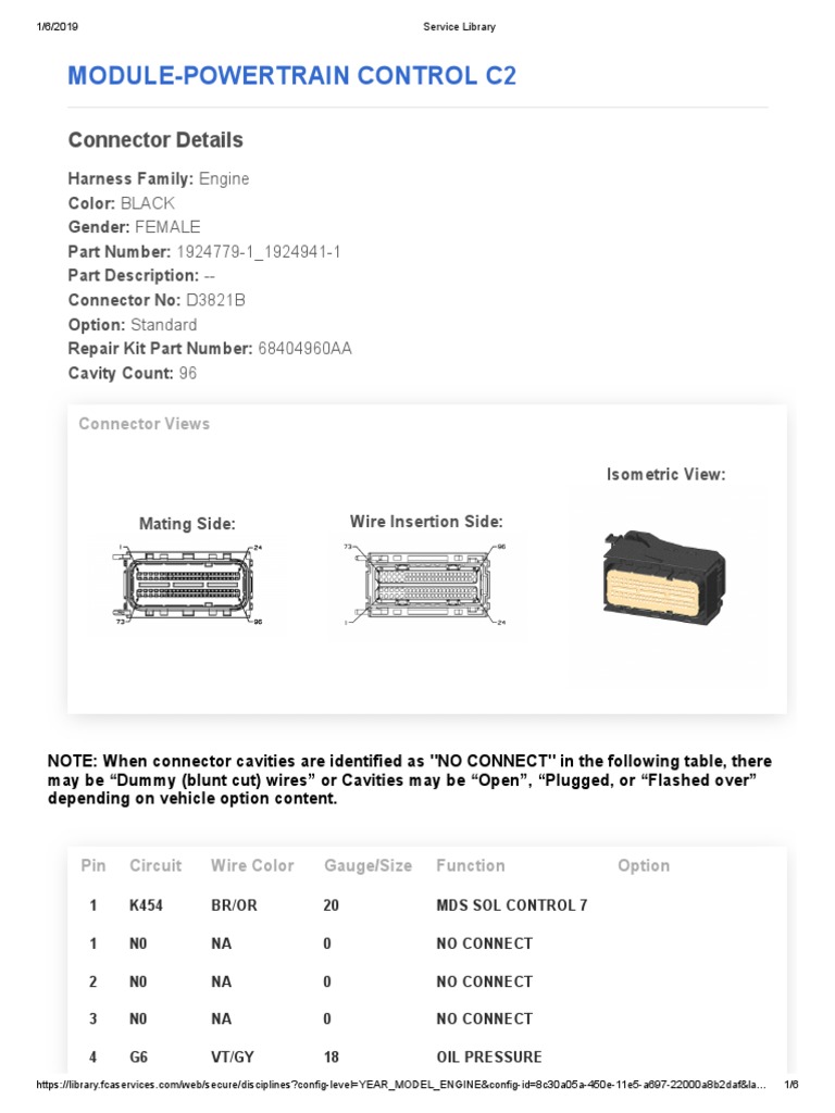 Module-Powertrain Control C2: Connector Details | Download Free PDF ...