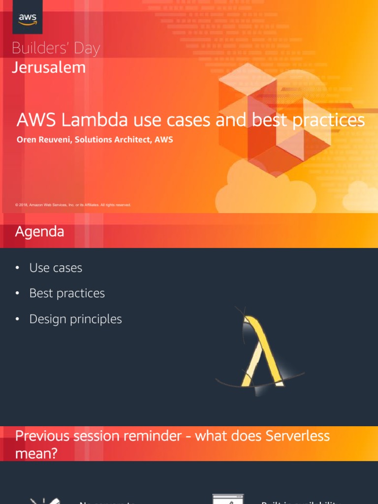 AWS Lambda Use Cases and Best Practices: Builders' Day Jerusalem | PDF ...