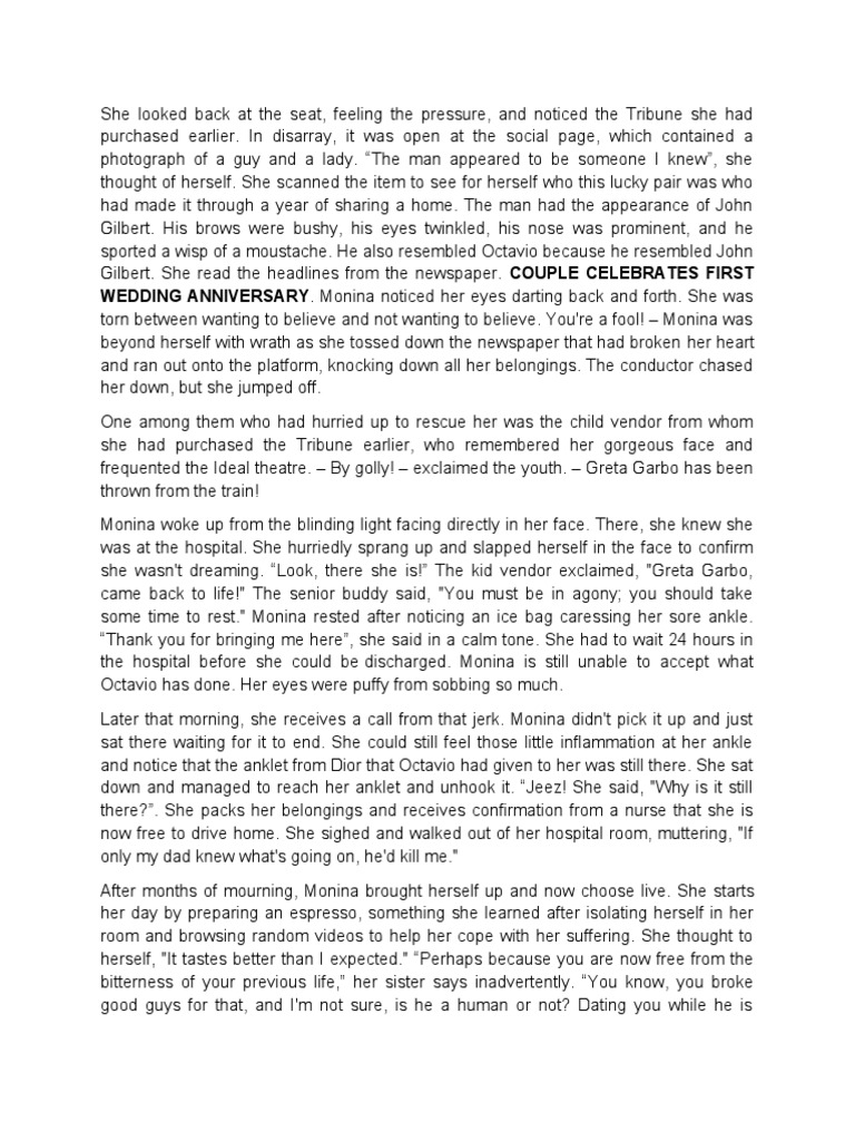 WEDDING ANNIVERSARY. Monina Noticed Her Eyes Darting Back and Forth