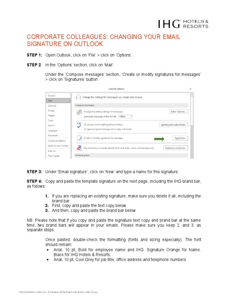 Update IHG Email Signature in Outlook | PDF | Internet | Arial