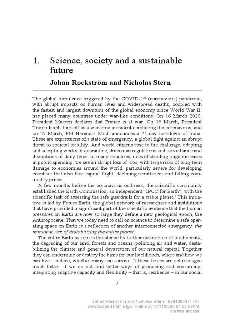 9781800371774 Standing Up For A Sustainable World Science Society