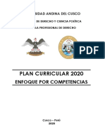 Plan Curricular 2020 de la Escuela Profesional de Derecho de la Universidad Andina del Cusco