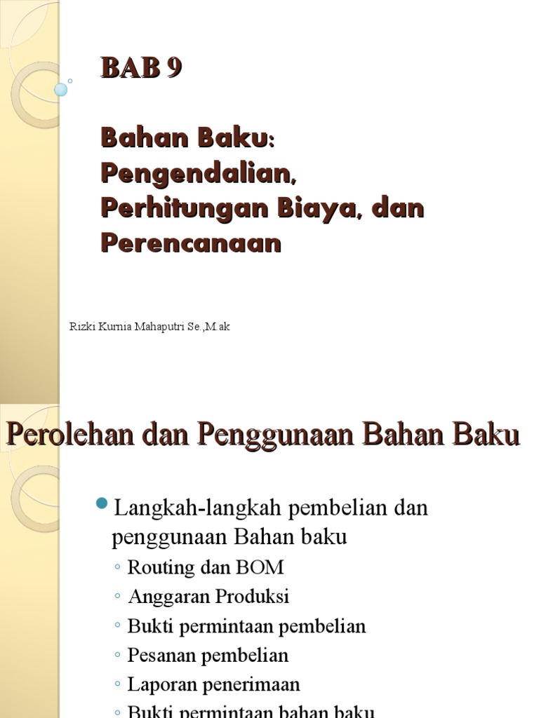 Bahan Baku Pengendalian Perhitungan Biaya Dan Perencanaan | PDF