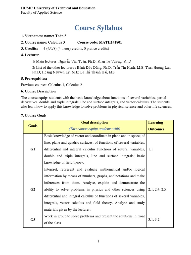 Course Syllabus: (This Course Equips Students With) | PDF | Integral ...