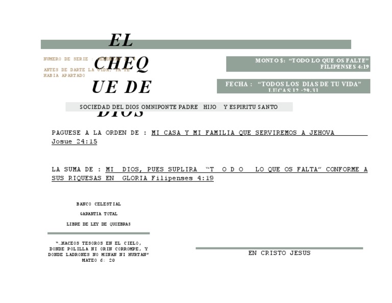 Cheque Celestial: Provisión Divina | PDF