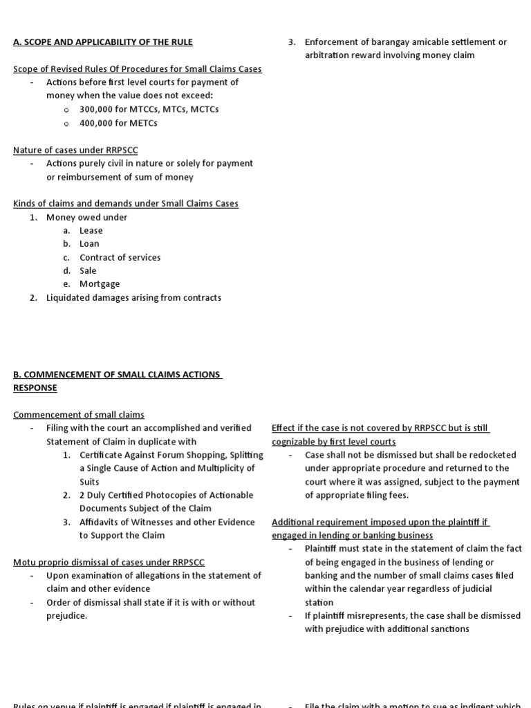 A. Scope and Applicability of The Rule | PDF | Lawsuit | Pleading