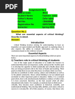 What Are Essential Aspects of Critical Thinking? Describe in Detail