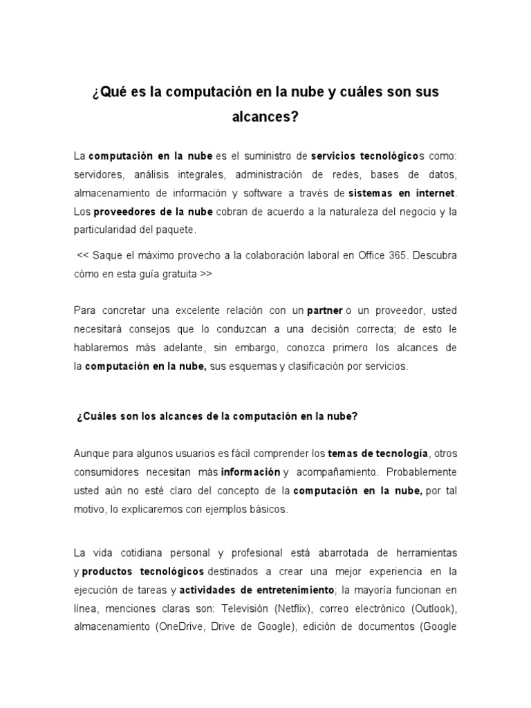 Alcances y Tipos de Computación en la Nube | PDF | Computación en la ...