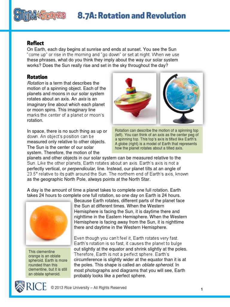 Rotation Is A Term That Describes The | PDF | Earth | Rotation