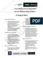 Today Current Affairs For Competitive Exams - Current Affairs 2021 Online - 17 August 2021