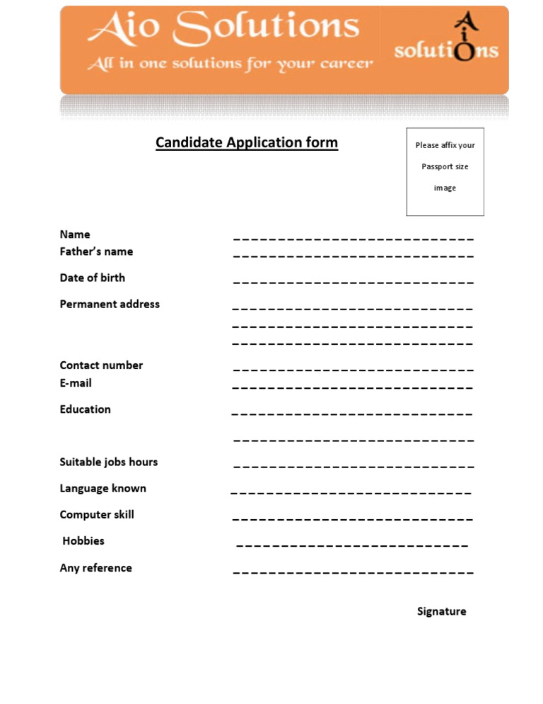 Candidate Application Form | PDF