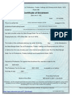 West Bengal Profession Tax Enrollment Certificate for Divine Caretaker Training Centre