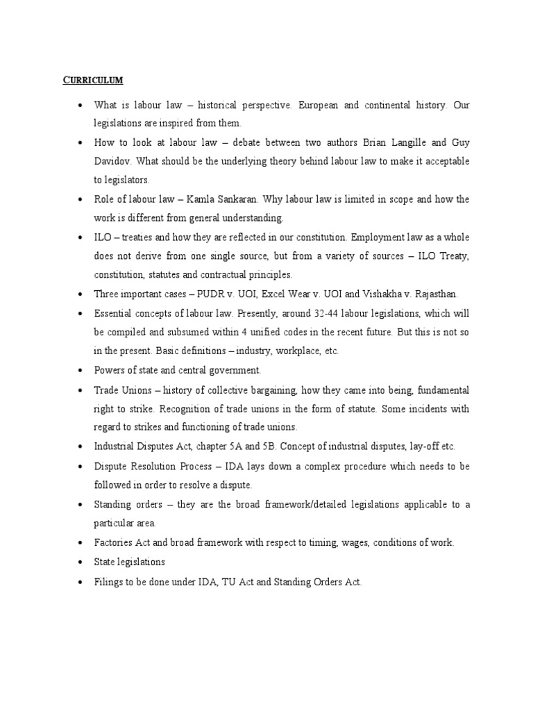 Labour Law Overview and Key Concepts | PDF | Labour Law | Employment