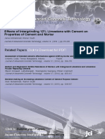 Effects of Intergrinding 12% Limestone With Cement On Properties of Cement and Mortar