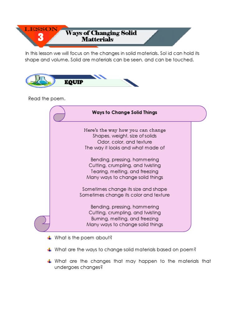 Changing Shapes of Solid Materials | PDF