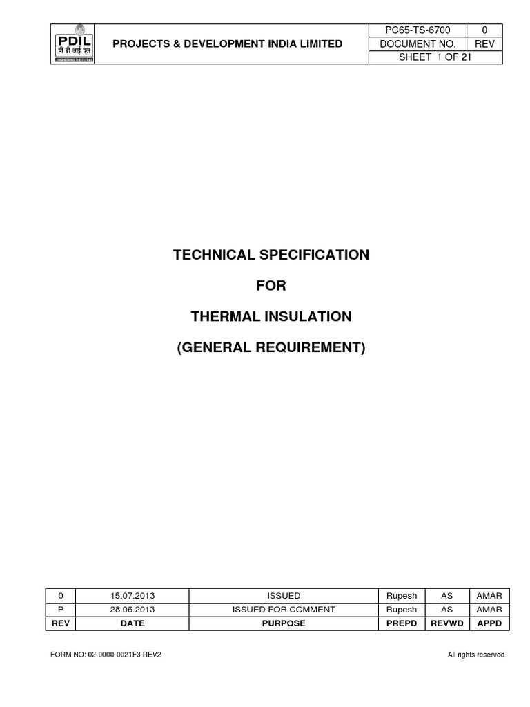 Technical Specification | PDF | Building Insulation | Thermal Insulation
