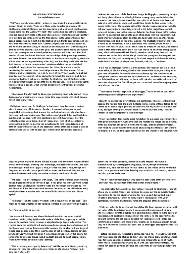 Dr. Heidegger'S Experiment Nathaniel Hawthorne PDF