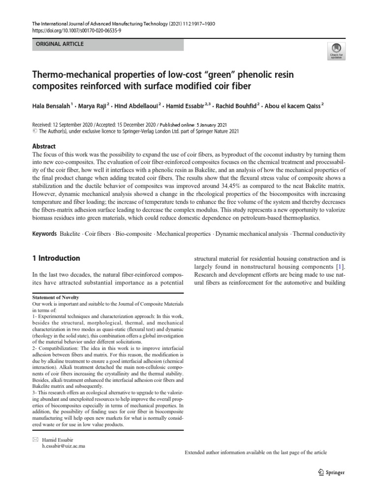 Thermo-Mechanical Properties of Low-Cost "Green" Phenolic Resin ...
