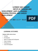 Training, Develpment and Career Management: Inputs in Training and Development, Gaps in Training, Training Process, and Career Development