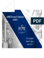 ASME Personnel Certification ANDE-1: Jon Labrador Madrid, Spain April 2018