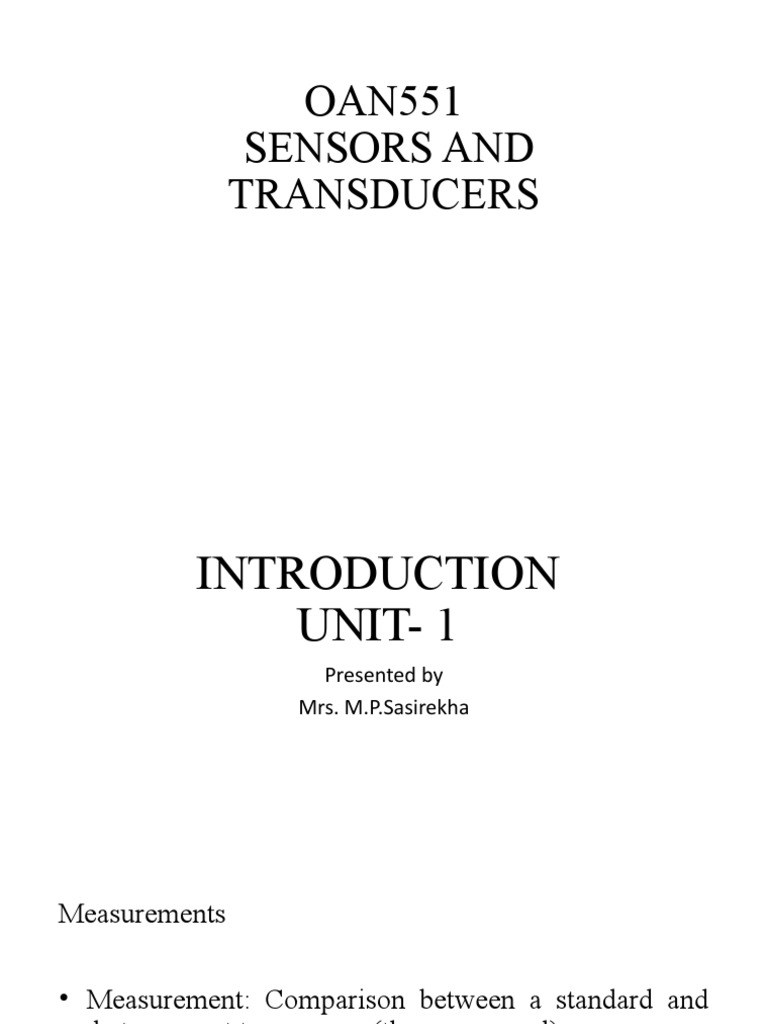 OAN551 Sensors and Transducers PDF Errors And Residuals Mean