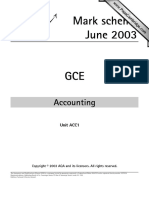 Mark Scheme June 2003 GCE: Accounting
