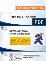 Ee 181-1 - Ee Law, Codes and Ethics: Topic No. 2 - RA 7920